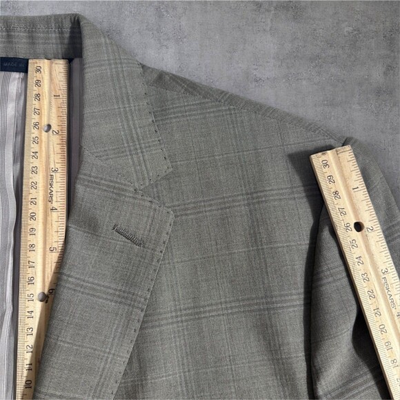 BANANA REPUBLIC Mens Blazer 38R Gray Sport Coat 2-Button Jacket Wool Windowpane - Picture 8 of 14